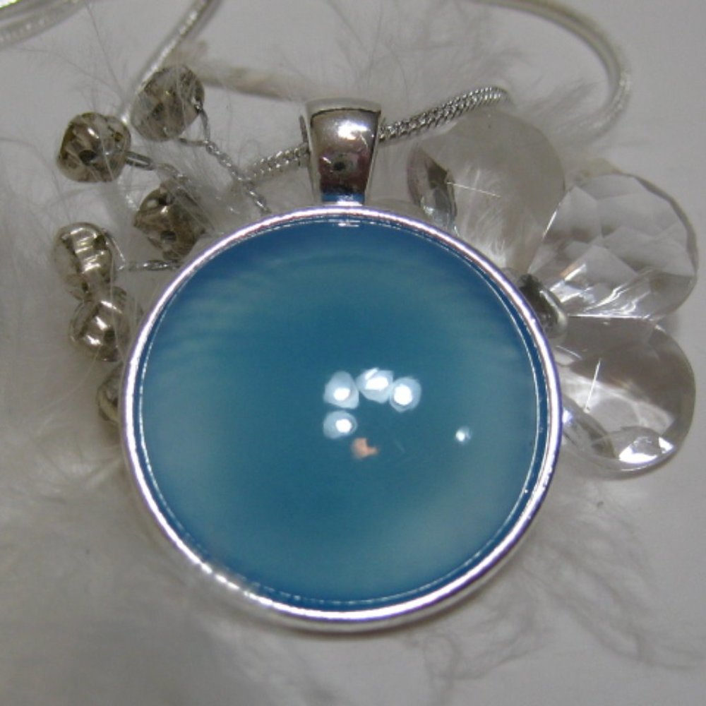 Blue Chalcedony .925 silver pendant necklace